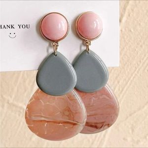 Acrylic Color Block Round Drop Earrings